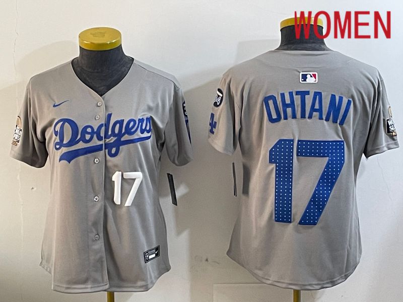 Women Los Angeles Dodgers #17 Ohtani Grey Game 2024 Nike MLB Jersey style 12054->women mlb jersey->Women Jersey